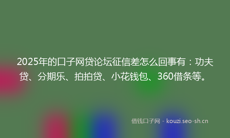 2025年的口子网贷论坛征信差怎么回事有：功夫贷、分期乐、拍拍贷、小花钱包、360借条等。