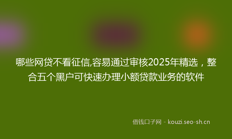 哪些网贷不看征信,容易通过审核2025年精选，整合五个黑户可快速办理小额贷款业务的软件