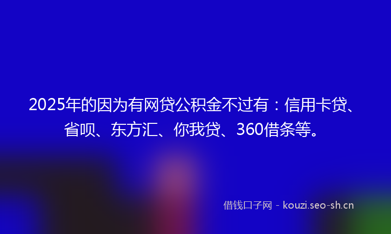 2025年的因为有网贷公积金不过有：信用卡贷、省呗、东方汇、你我贷、360借条等。