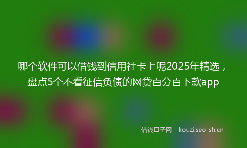 哪个软件可以借钱到信用社卡上呢2025年精选，盘点5个不看征信负债的网贷百分百下款app