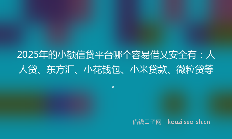 2025年的小额信贷平台哪个容易借又安全有：人人贷、东方汇、小花钱包、小米贷款、微粒贷等。