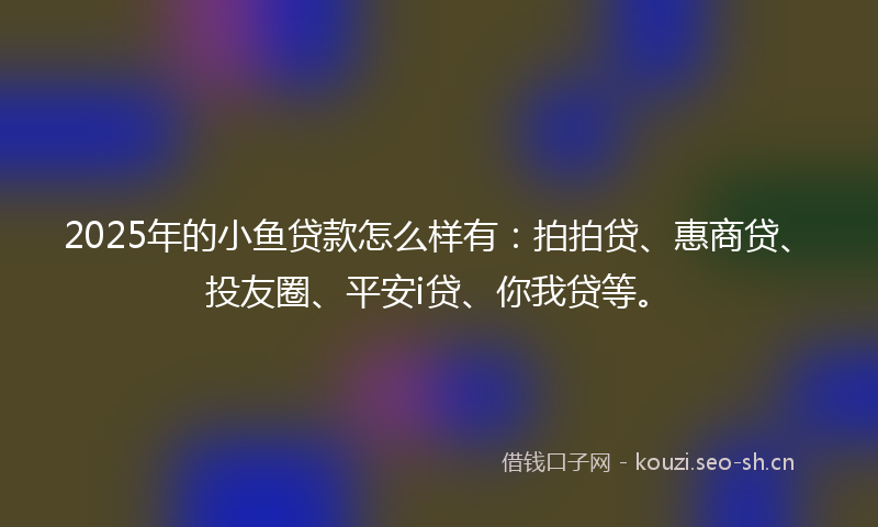 2025年的小鱼贷款怎么样有：拍拍贷、惠商贷、投友圈、平安i贷、你我贷等。