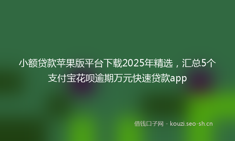 小额贷款苹果版平台下载2025年精选，汇总5个支付宝花呗逾期万元快速贷款app
