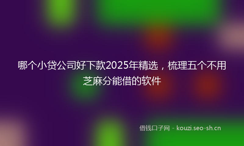 哪个小贷公司好下款2025年精选，梳理五个不用芝麻分能借的软件