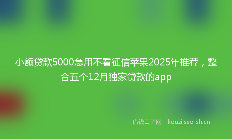 小额贷款5000急用不看征信苹果2025年推荐，整合五个12月独家贷款的app
