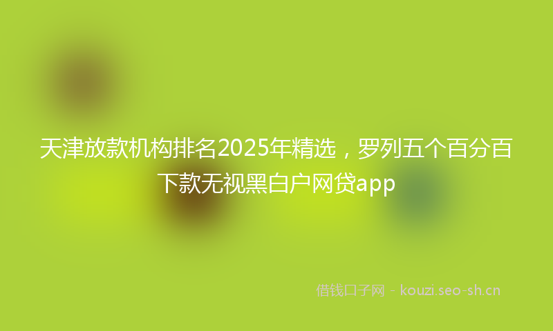 天津放款机构排名2025年精选，罗列五个百分百下款无视黑白户网贷app