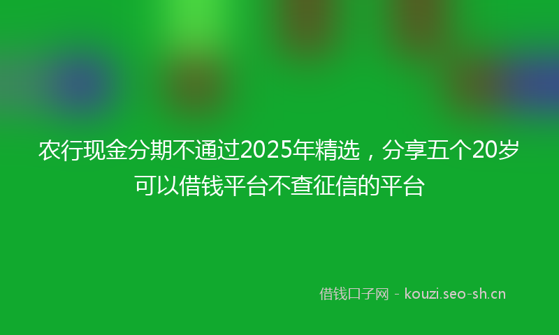 农行现金分期不通过2025年精选，分享五个20岁可以借钱平台不查征信的平台