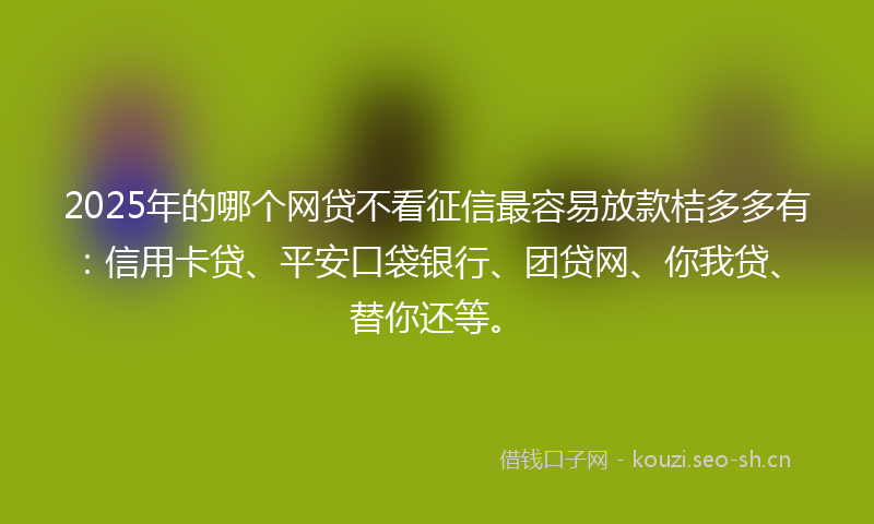2025年的哪个网贷不看征信最容易放款桔多多有：信用卡贷、平安口袋银行、团贷网、你我贷、替你还等。