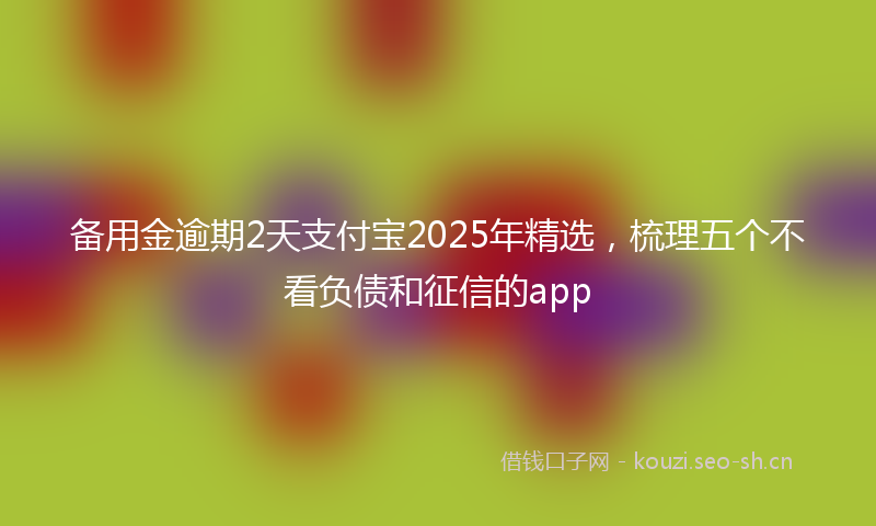 备用金逾期2天支付宝2025年精选，梳理五个不看负债和征信的app