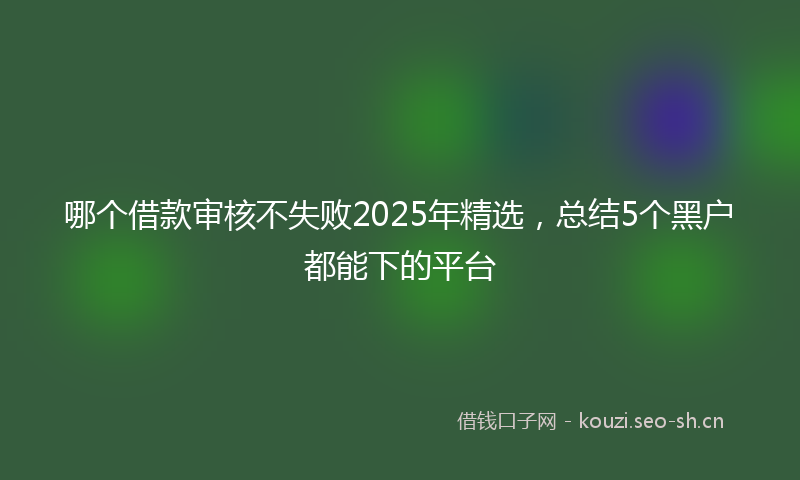 哪个借款审核不失败2025年精选，总结5个黑户都能下的平台
