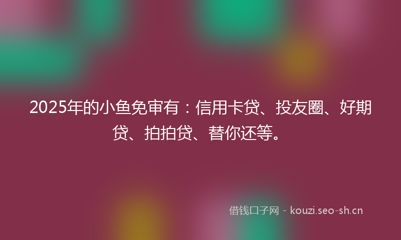 2025年的小鱼免审有：信用卡贷、投友圈、好期贷、拍拍贷、替你还等。