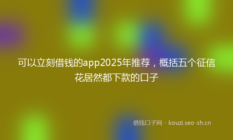 可以立刻借钱的app2025年推荐,概括五个征信花居然都下款的口子