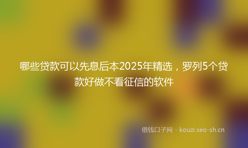哪些贷款可以先息后本2025年精选，罗列5个贷款好做不看征信的软件