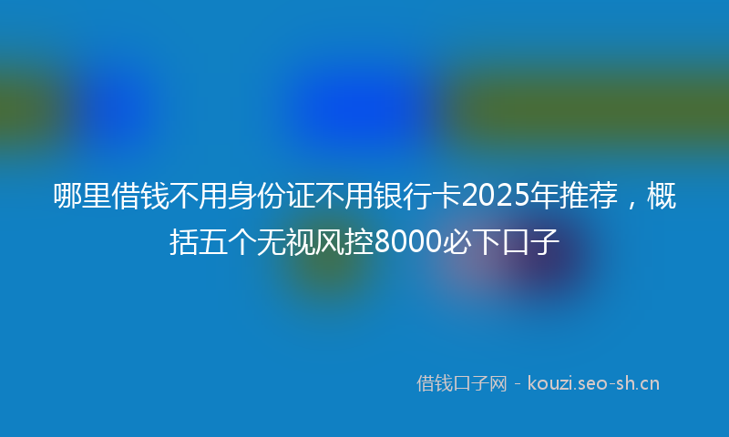 哪里借钱不用身份证不用银行卡2025年推荐，概括五个无视风控8000必下口子