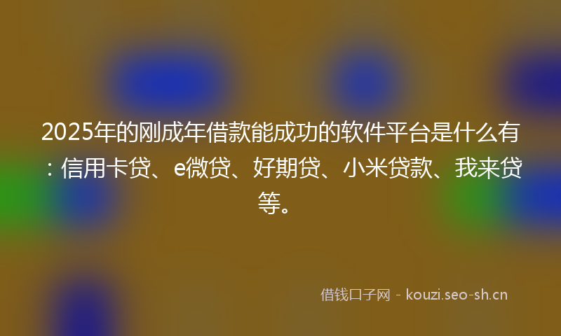 2025年的刚成年借款能成功的软件平台是什么有：信用卡贷、e微贷、好期贷、小米贷款、我来贷等。