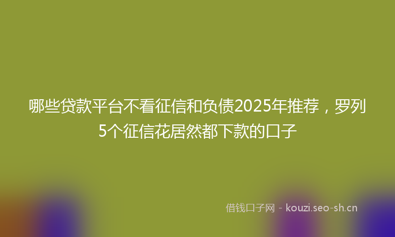 哪些贷款平台不看征信和负债2025年推荐，罗列5个征信花居然都下款的口子