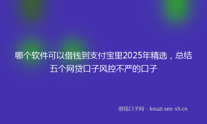 哪个软件可以借钱到支付宝里2025年精选，总结五个网贷口子风控不严的口子