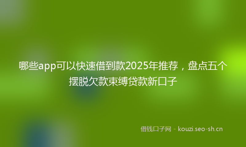 哪些app可以快速借到款2025年推荐,盘点五个摆脱欠款束缚贷款新口子