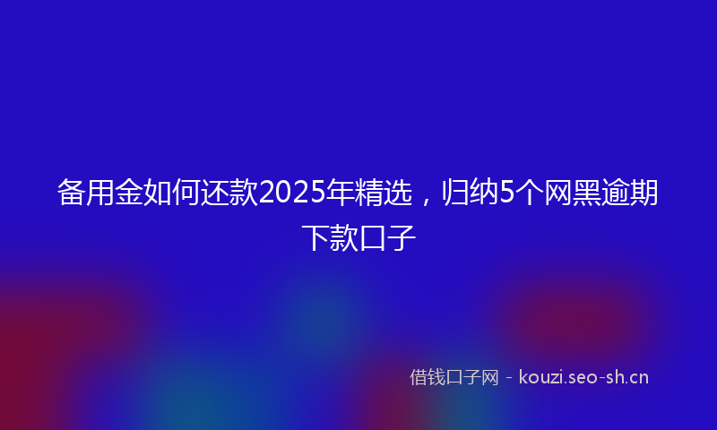 备用金如何还款2025年精选，归纳5个网黑逾期下款口子
