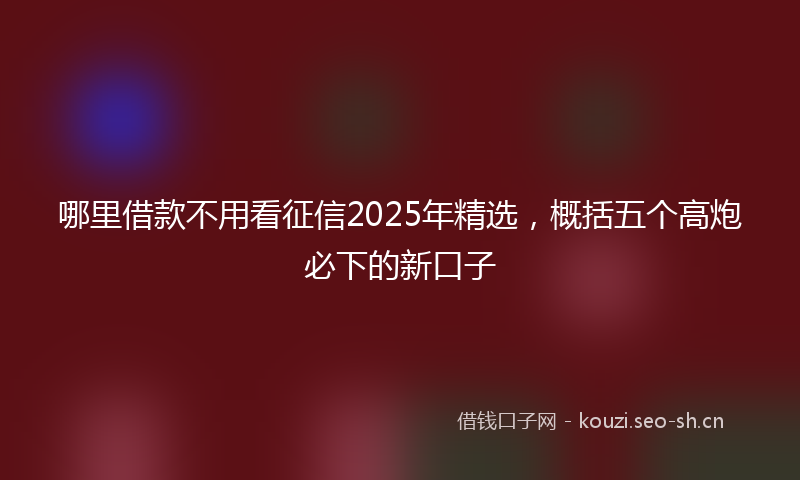哪里借款不用看征信2025年精选，概括五个高炮必下的新口子