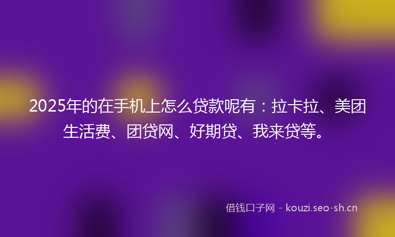 2025年的在手机上怎么贷款呢有：拉卡拉、美团生活费、团贷网、好期贷、我来贷等。
