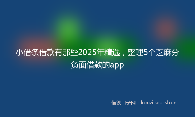 小借条借款有那些2025年精选，整理5个芝麻分负面借款的app