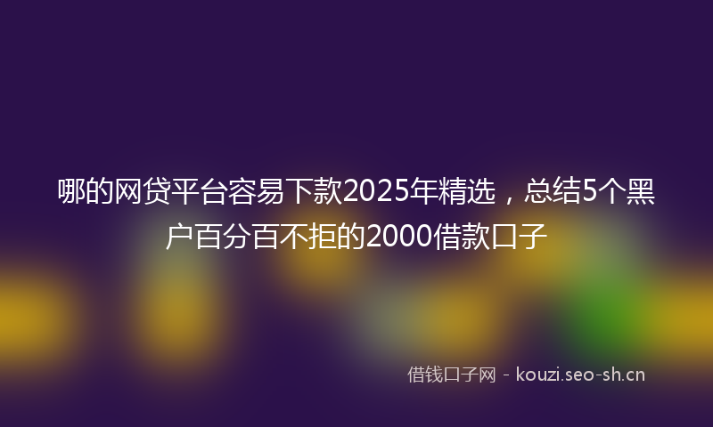 哪的网贷平台容易下款2025年精选，总结5个黑户百分百不拒的2000借款口子