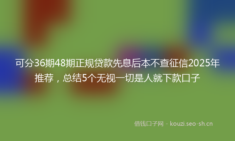 可分36期48期正规贷款先息后本不查征信2025年推荐，总结5个无视一切是人就下款口子