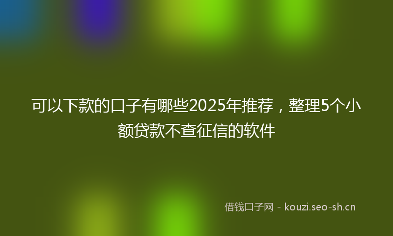 可以下款的口子有哪些2025年推荐，整理5个小额贷款不查征信的软件