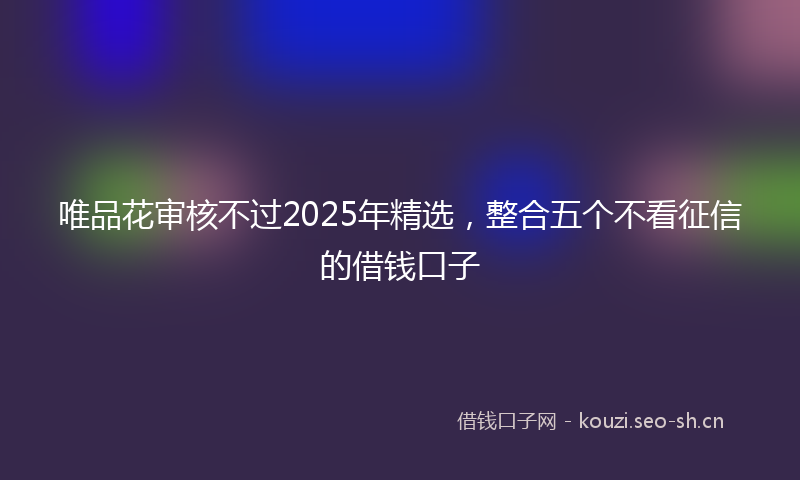 唯品花审核不过2025年精选，整合五个不看征信的借钱口子