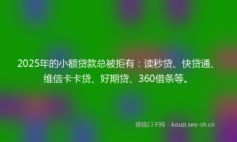 2025年的小额贷款总被拒有：读秒贷、快贷通、维信卡卡贷、好期贷、360借条等。