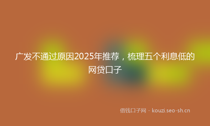 广发不通过原因2025年推荐，梳理五个利息低的网贷口子