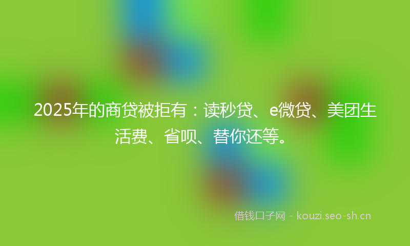 2025年的商贷被拒有：读秒贷、e微贷、美团生活费、省呗、替你还等。