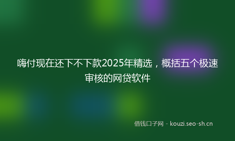 嗨付现在还下不下款2025年精选，概括五个极速审核的网贷软件