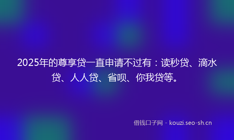 2025年的尊享贷一直申请不过有：读秒贷、滴水贷、人人贷、省呗、你我贷等。