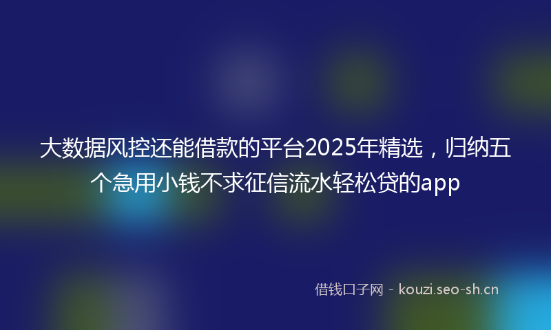 大数据风控还能借款的平台2025年精选，归纳五个急用小钱不求征信流水轻松贷的app