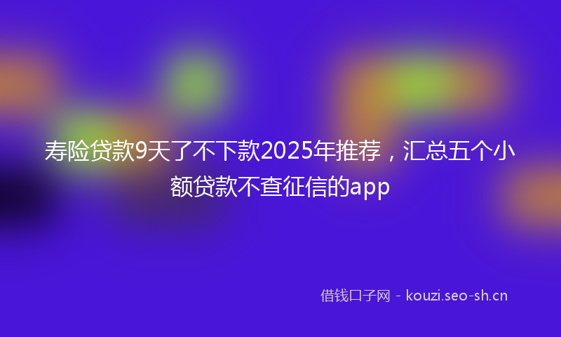 寿险贷款9天了不下款2025年推荐，汇总五个小额贷款不查征信的app