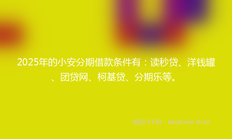 2025年的小安分期借款条件有：读秒贷、洋钱罐、团贷网、柯基贷、分期乐等。