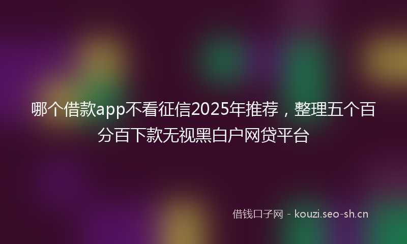 哪个借款app不看征信2025年推荐,整理五个百分百下款无视黑白户网贷平台