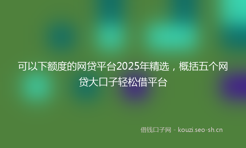 可以下额度的网贷平台2025年精选,概括五个网贷大口子轻松借平台