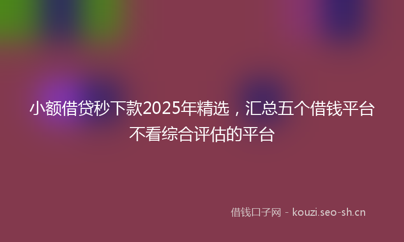 小额借贷秒下款2025年精选，汇总五个借钱平台不看综合评估的平台