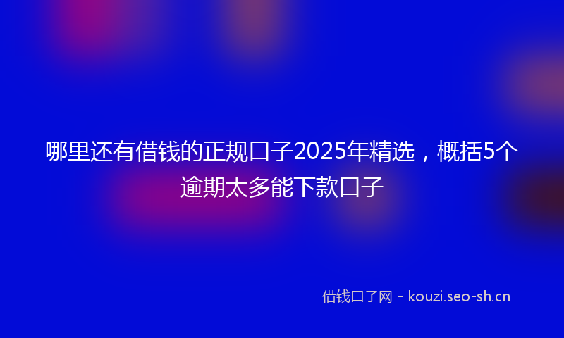 哪里还有借钱的正规口子2025年精选，概括5个逾期太多能下款口子