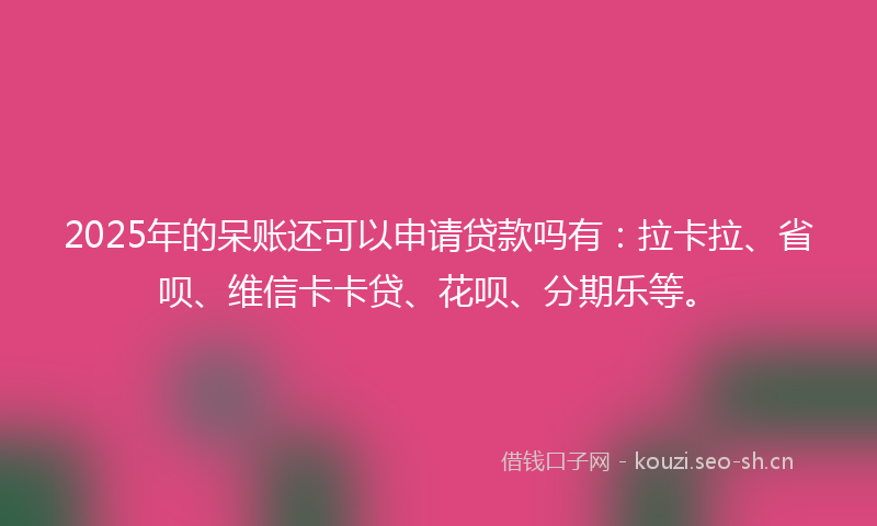 2025年的呆账还可以申请贷款吗有：拉卡拉、省呗、维信卡卡贷、花呗、分期乐等。