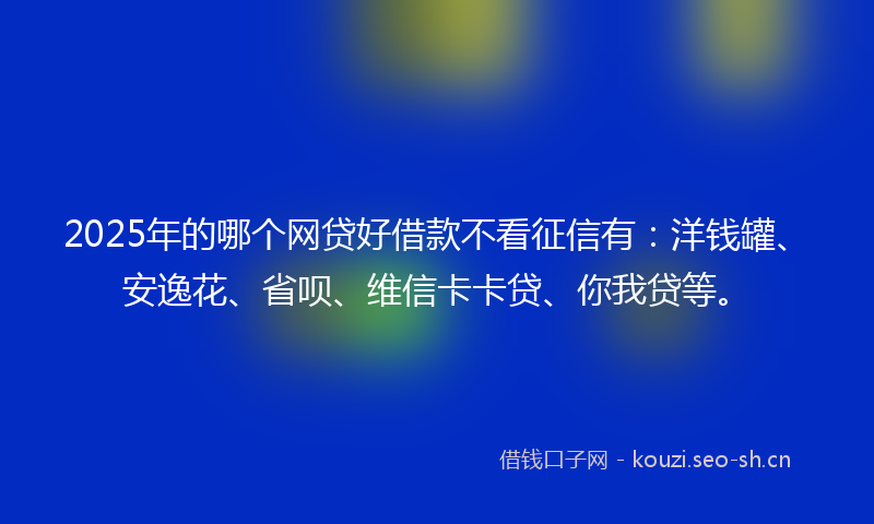 2025年的哪个网贷好借款不看征信有：洋钱罐、安逸花、省呗、维信卡卡贷、你我贷等。