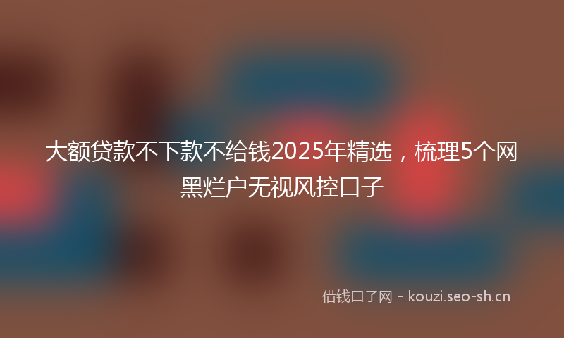 大额贷款不下款不给钱2025年精选，梳理5个网黑烂户无视风控口子