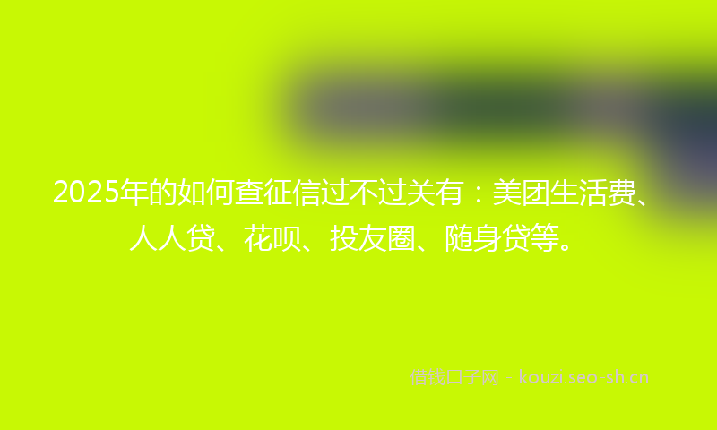 2025年的如何查征信过不过关有：美团生活费、人人贷、花呗、投友圈、随身贷等。