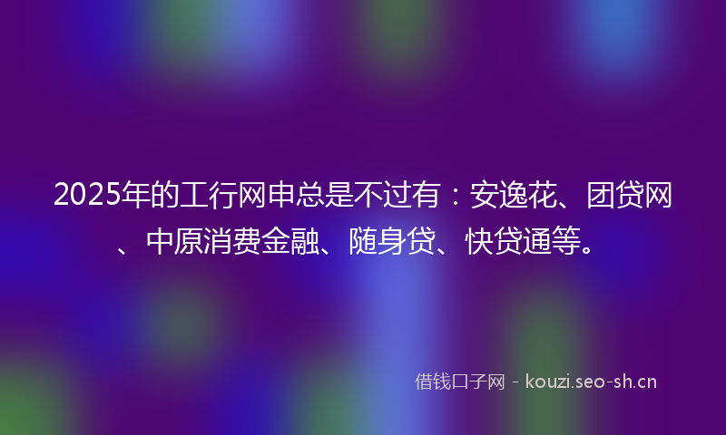 2025年的工行网申总是不过有：安逸花、团贷网、中原消费金融、随身贷、快贷通等。