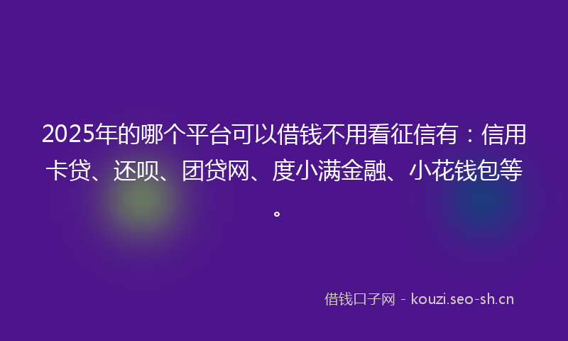 2025年的哪个平台可以借钱不用看征信有：信用卡贷、还呗、团贷网、度小满金融、小花钱包等。