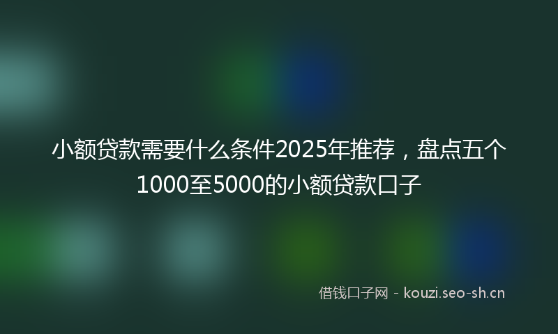 小额贷款需要什么条件2025年推荐，盘点五个1000至5000的小额贷款口子