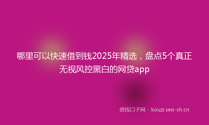 哪里可以快速借到钱2025年精选,盘点5个真正无视风控黑白的网贷app